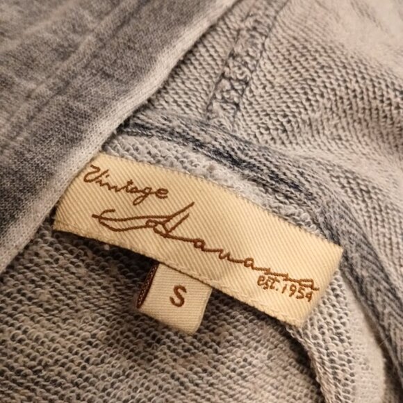 VINTAGE HAVANA Hoodie Sweatshirt Small Gray Lace-up henley Soft terry pullover - Picture 8 of 8